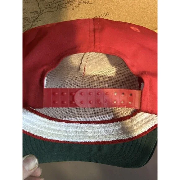 Vintage FMC San Sun Snap Back Baseball Trucker Hat/Cap Red - Picture 2 of 9